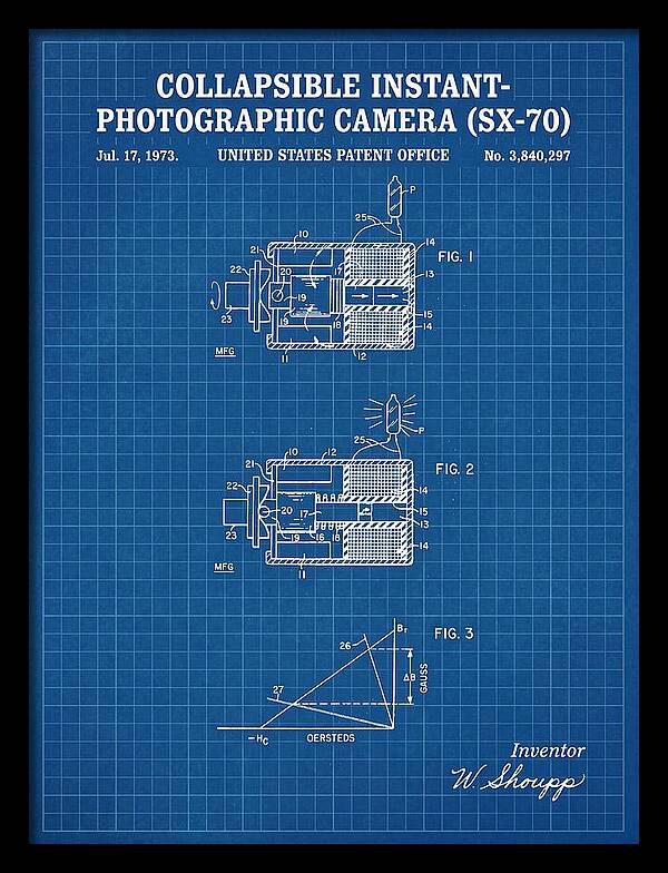 Polaroid Sx 70 Camera Sx 70 Blueprint Patent Us3840297a