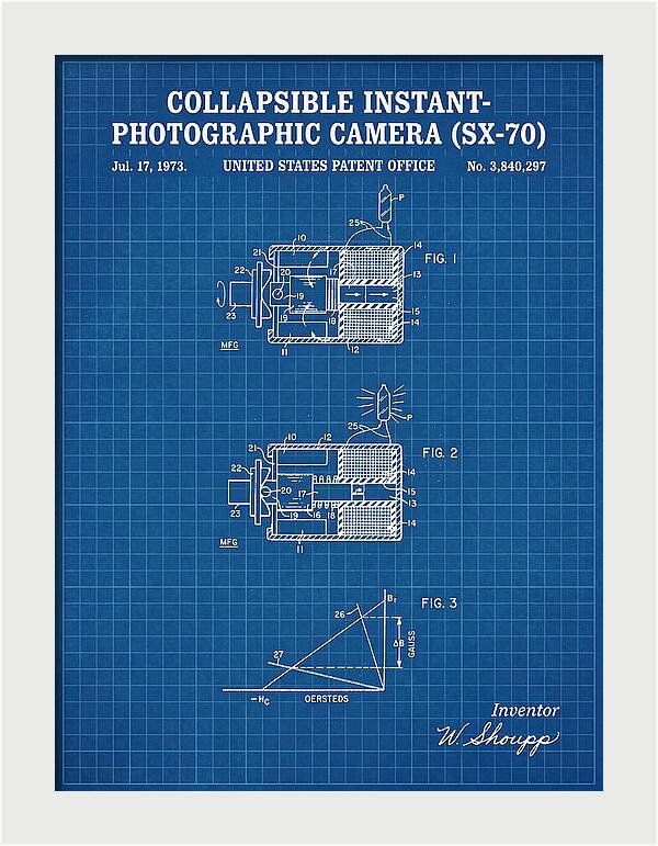 Polaroid Sx 70 Camera Sx 70 Blueprint Patent Us3840297a