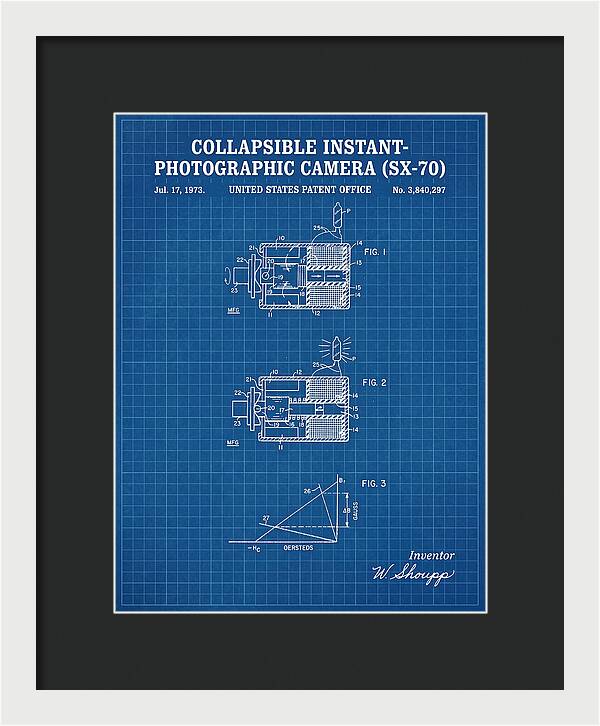 Polaroid Sx 70 Camera Sx 70 Blueprint Patent Us3840297a