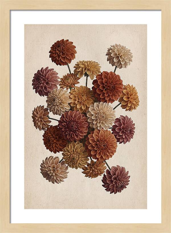 Pompon Dahlias In Mixed Autumn Colors