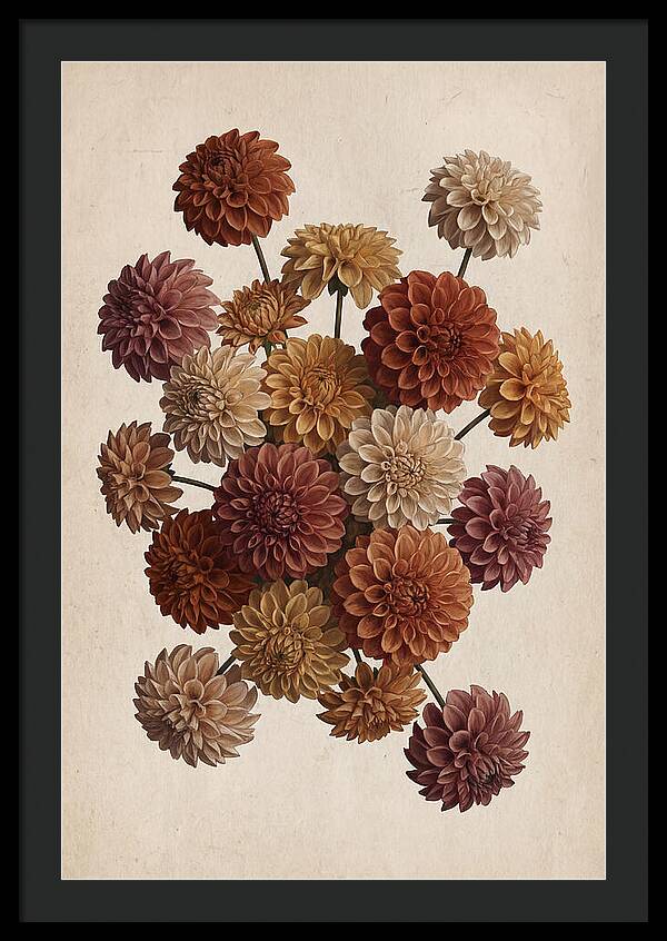 Pompon Dahlias In Mixed Autumn Colors