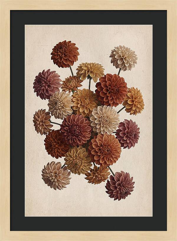 Pompon Dahlias In Mixed Autumn Colors