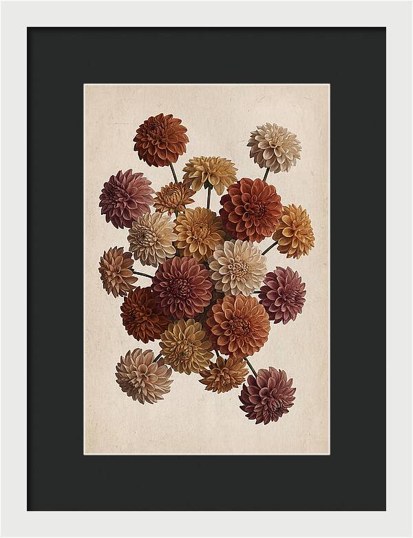 Pompon Dahlias In Mixed Autumn Colors