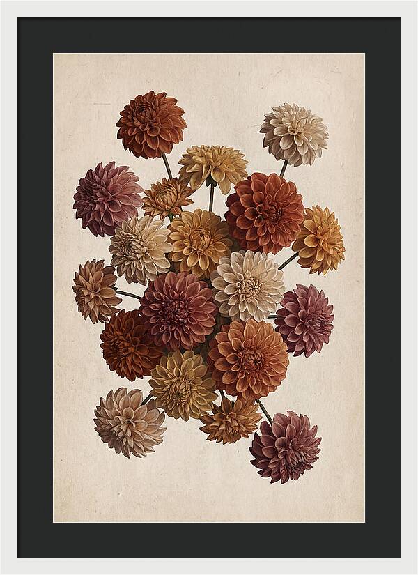 Pompon Dahlias In Mixed Autumn Colors