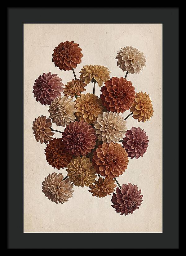 Pompon Dahlias In Mixed Autumn Colors