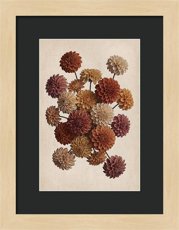 Pompon Dahlias In Mixed Autumn Colors