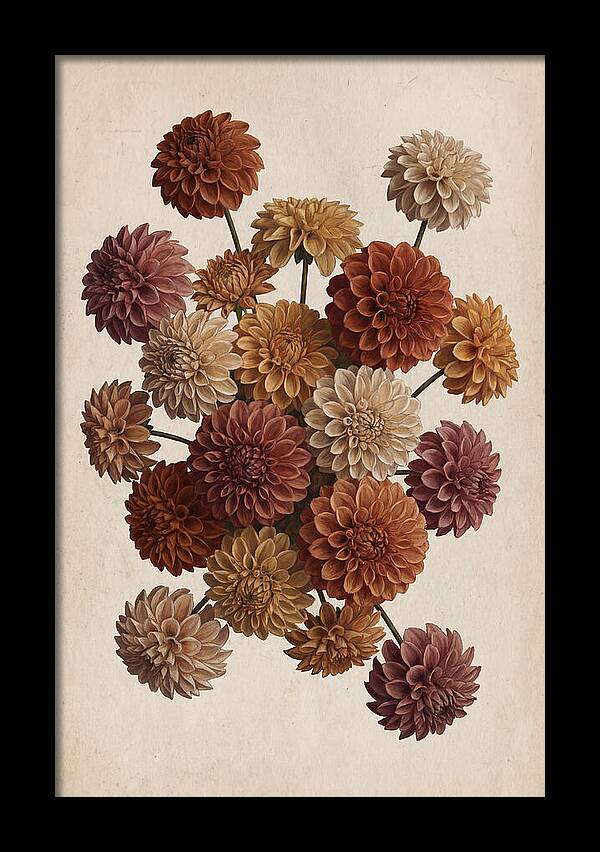 Pompon Dahlias In Mixed Autumn Colors