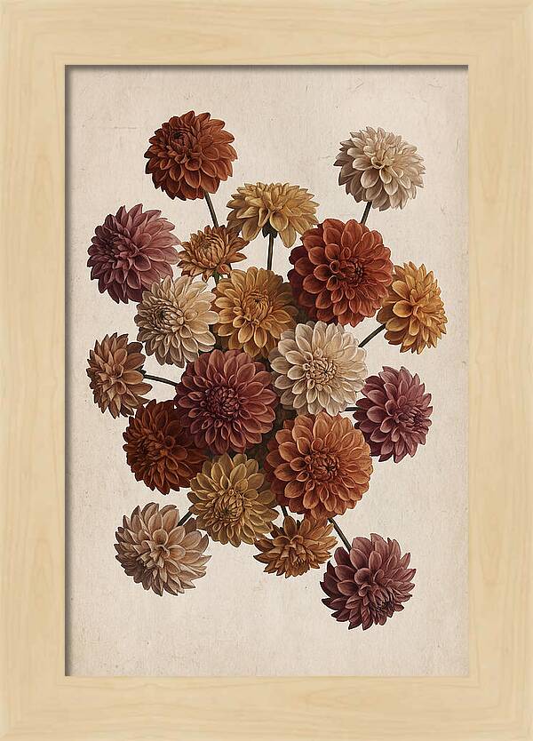 Pompon Dahlias In Mixed Autumn Colors