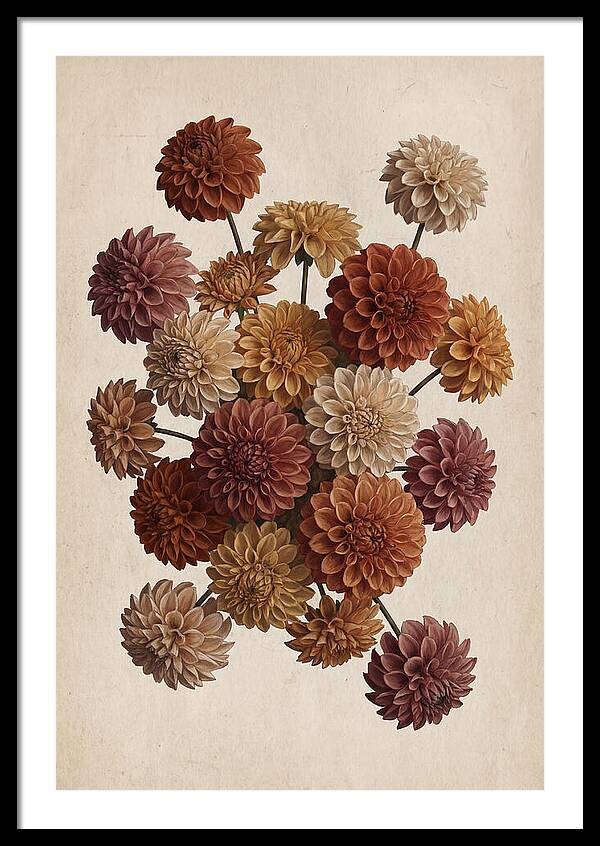 Pompon Dahlias In Mixed Autumn Colors