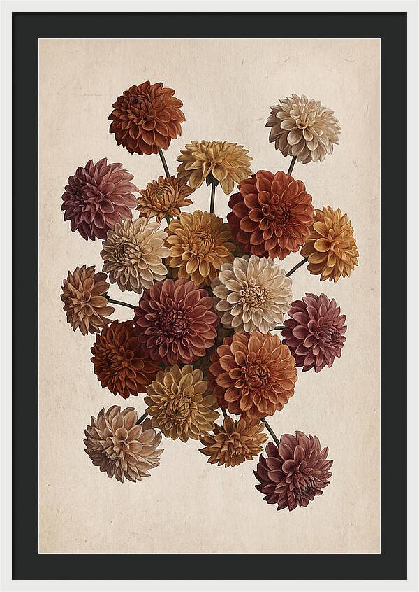 Pompon Dahlias In Mixed Autumn Colors