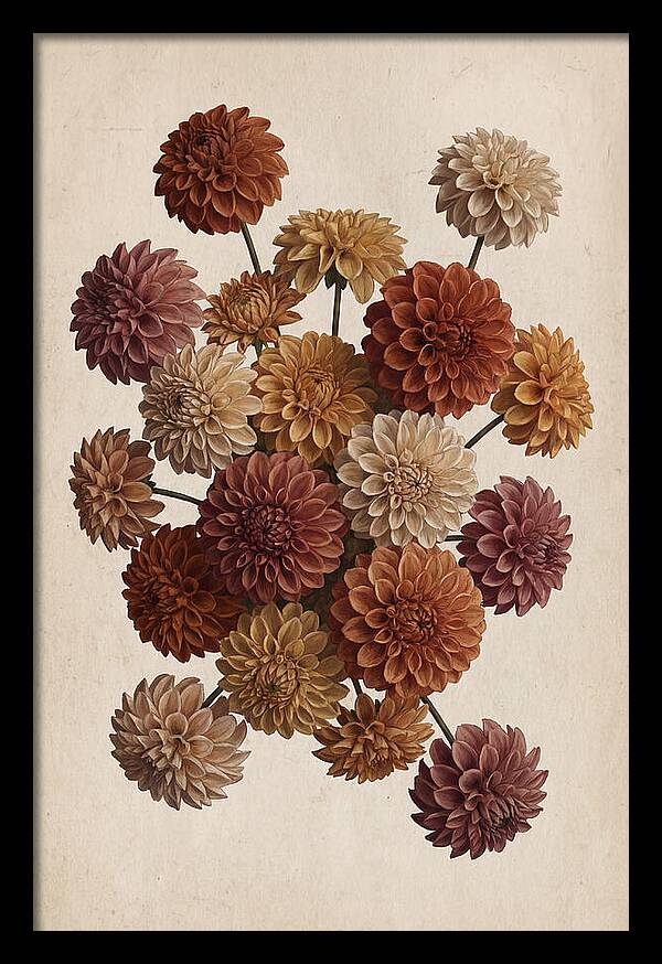 Pompon Dahlias In Mixed Autumn Colors