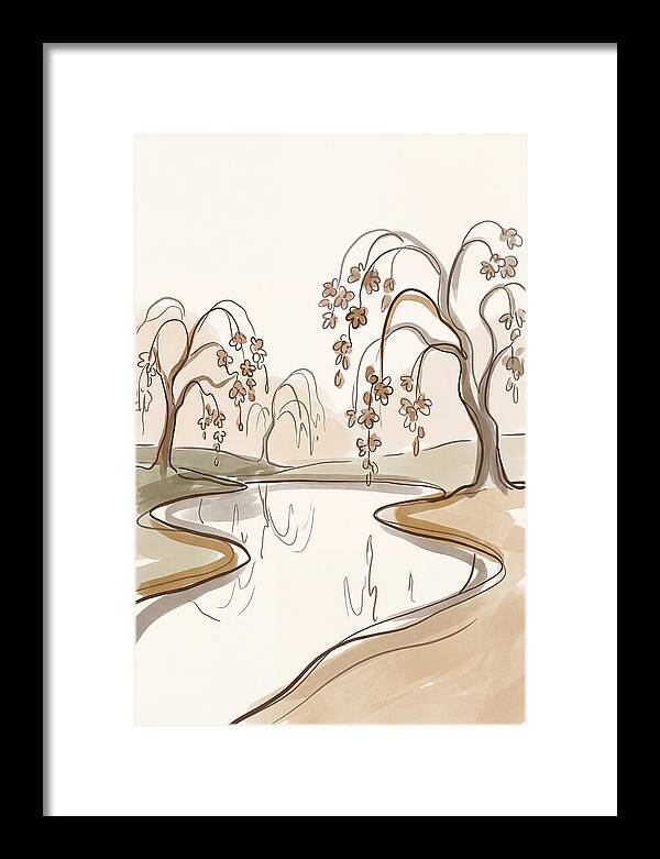 Pond With Weeping Cherry Trees