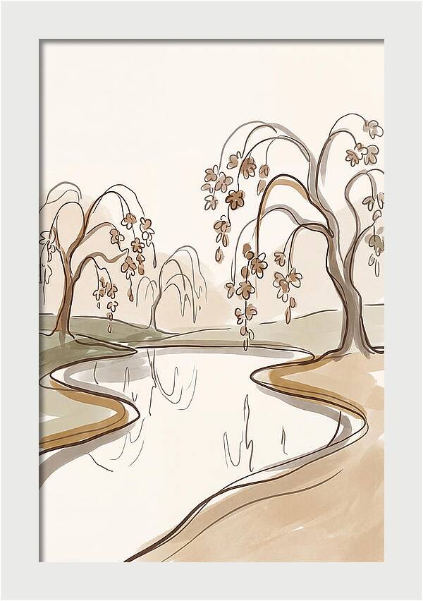 Pond With Weeping Cherry Trees