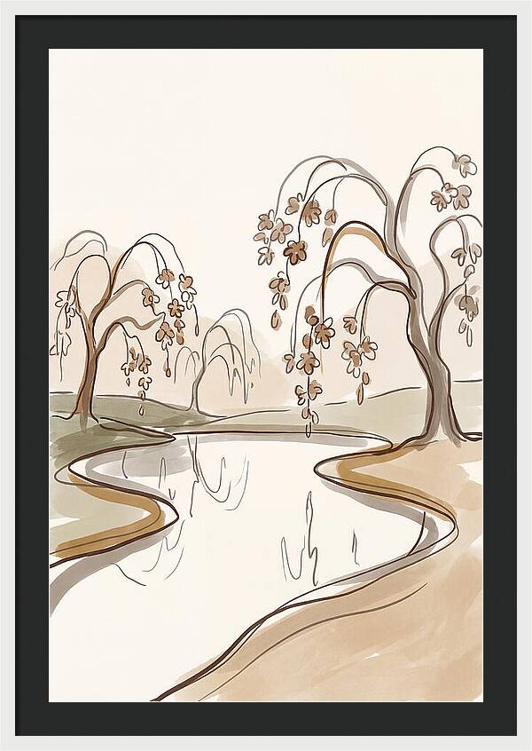 Pond With Weeping Cherry Trees