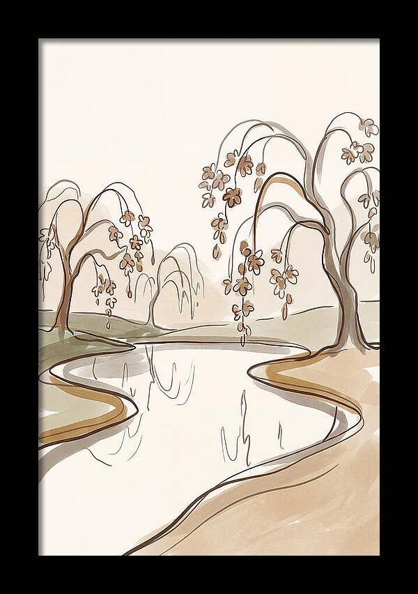 Pond With Weeping Cherry Trees