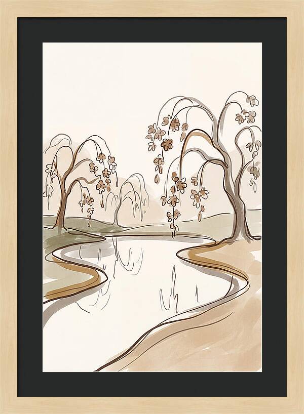 Pond With Weeping Cherry Trees