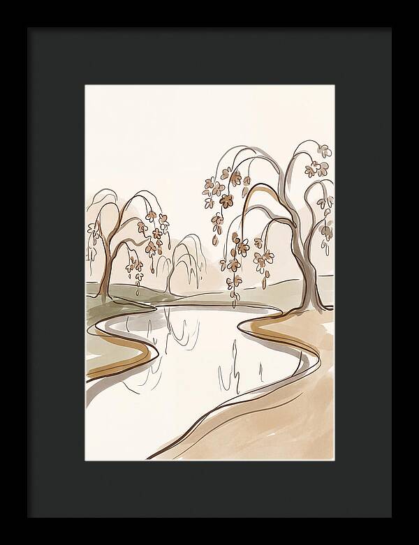 Pond With Weeping Cherry Trees