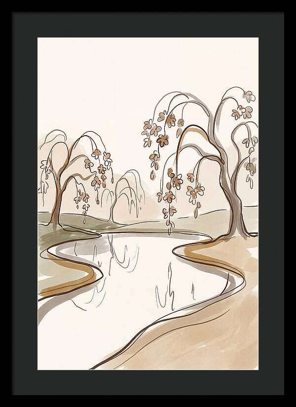 Pond With Weeping Cherry Trees
