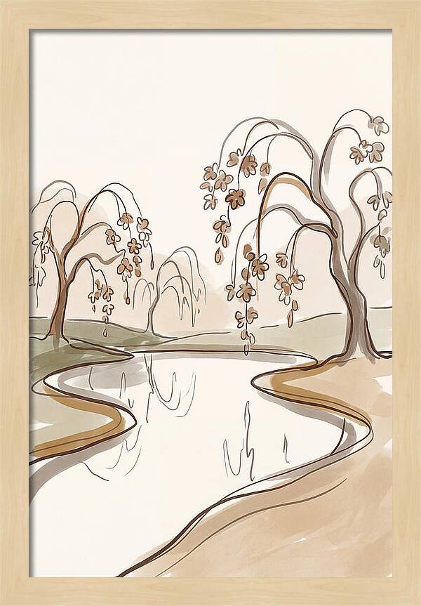 Pond With Weeping Cherry Trees