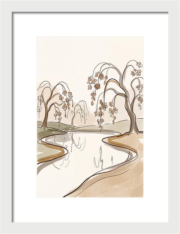 Pond With Weeping Cherry Trees