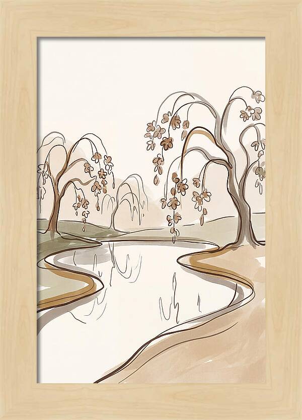 Pond With Weeping Cherry Trees