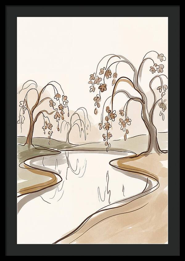 Pond With Weeping Cherry Trees