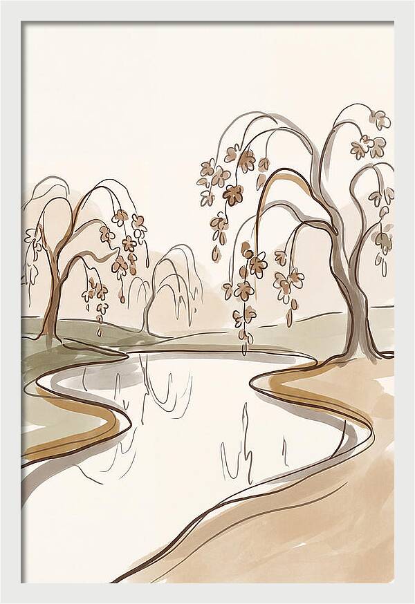 Pond With Weeping Cherry Trees