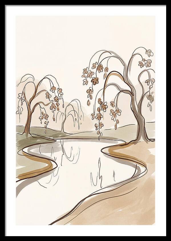 Pond With Weeping Cherry Trees