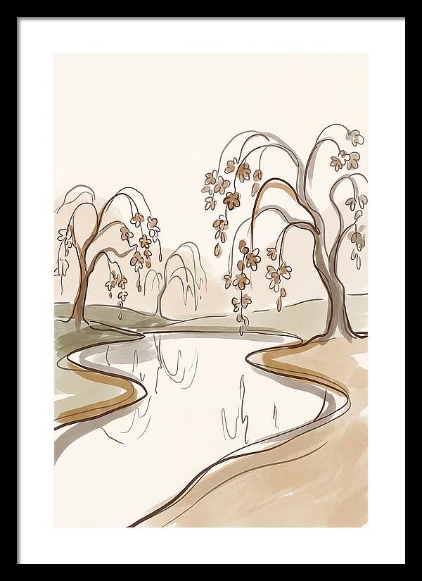 Pond With Weeping Cherry Trees
