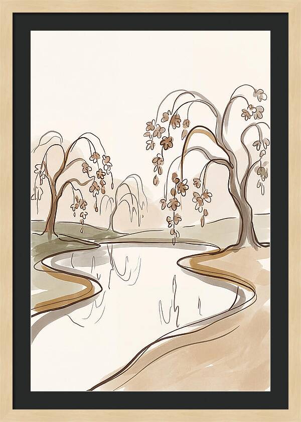 Pond With Weeping Cherry Trees