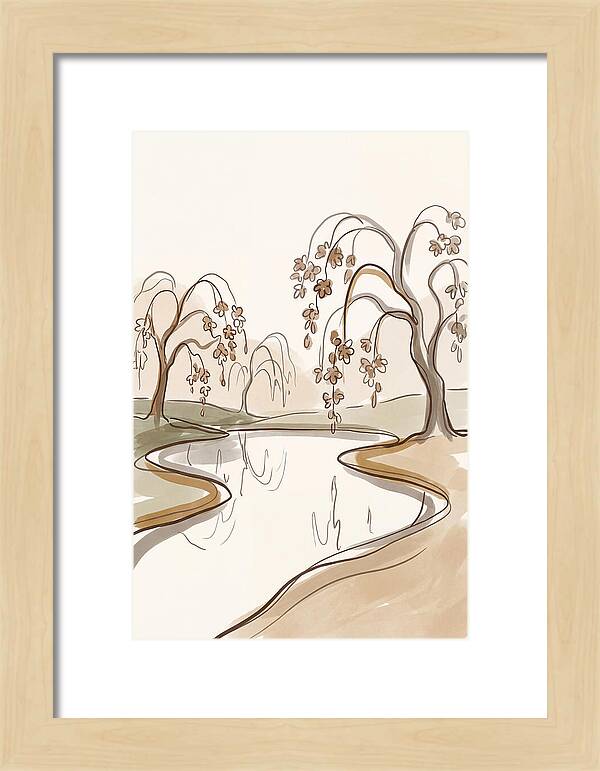 Pond With Weeping Cherry Trees
