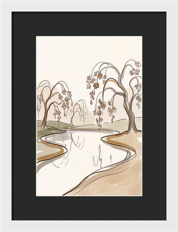 Pond With Weeping Cherry Trees