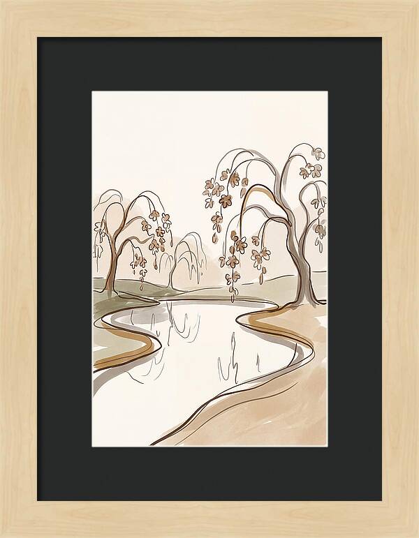 Pond With Weeping Cherry Trees