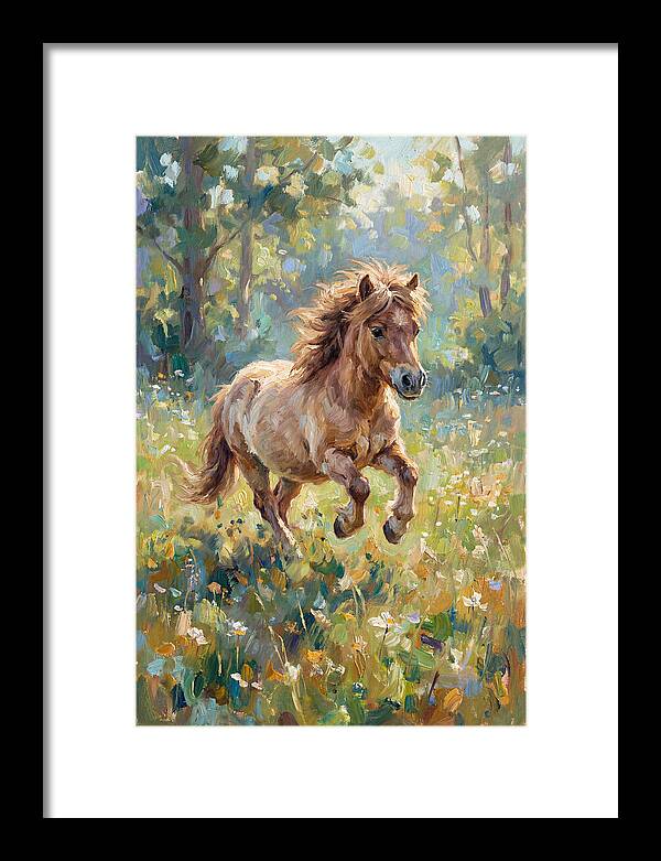 Pony Running Through Meadow