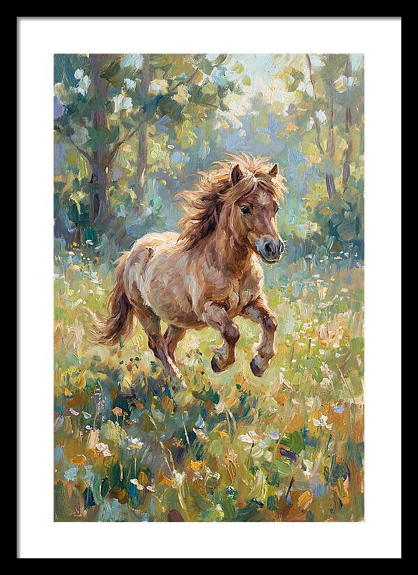 Pony Running Through Meadow