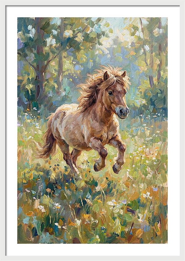 Pony Running Through Meadow