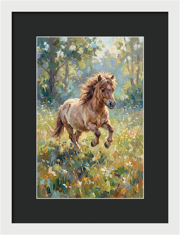 Pony Running Through Meadow