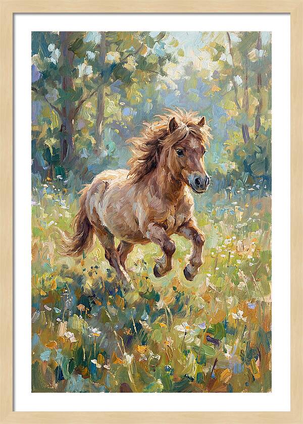 Pony Running Through Meadow
