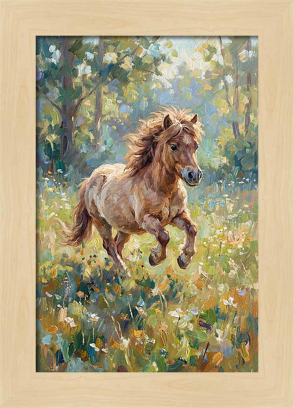 Pony Running Through Meadow