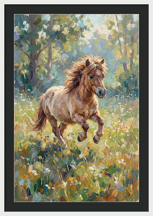 Pony Running Through Meadow