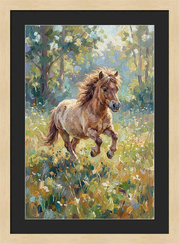 Pony Running Through Meadow