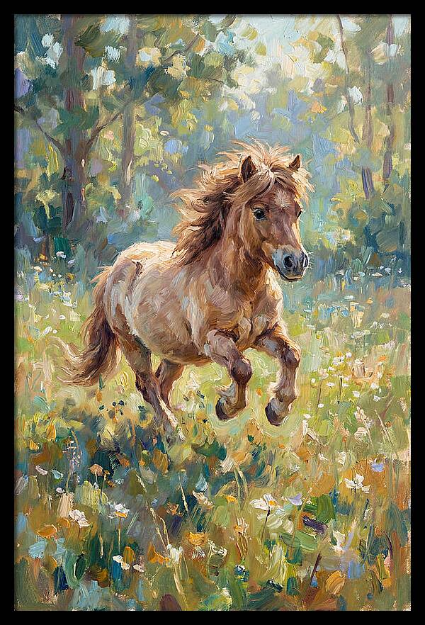 Pony Running Through Meadow