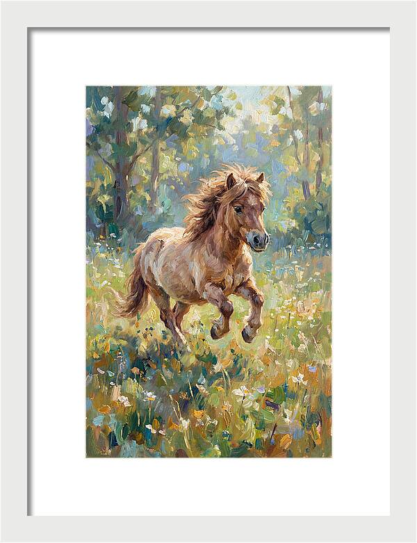 Pony Running Through Meadow