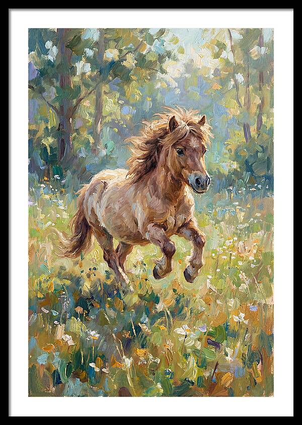 Pony Running Through Meadow