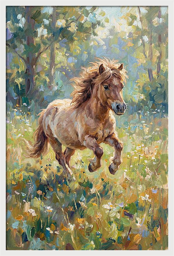 Pony Running Through Meadow