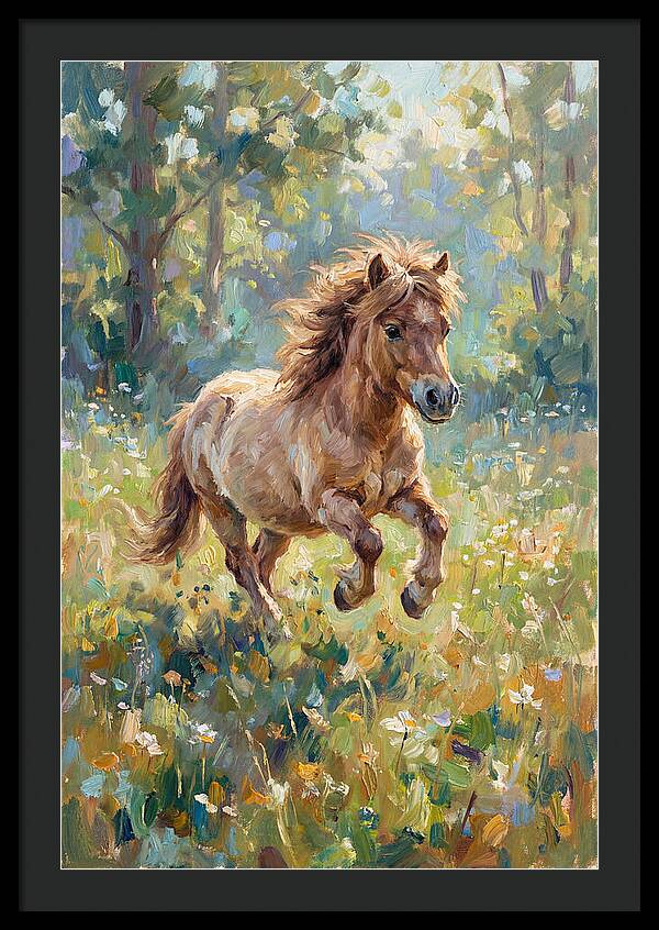 Pony Running Through Meadow