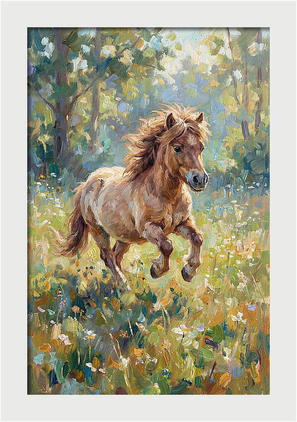 Pony Running Through Meadow