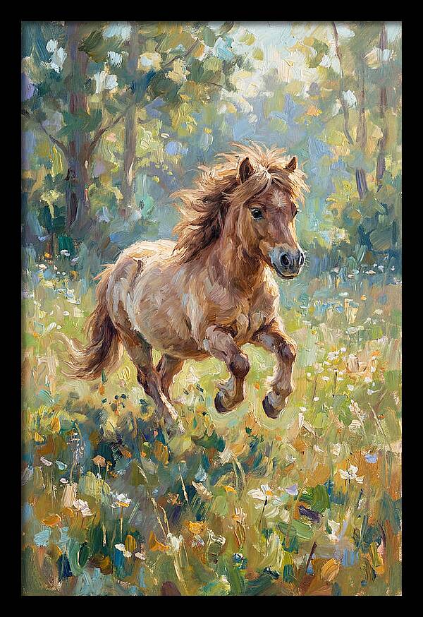 Pony Running Through Meadow