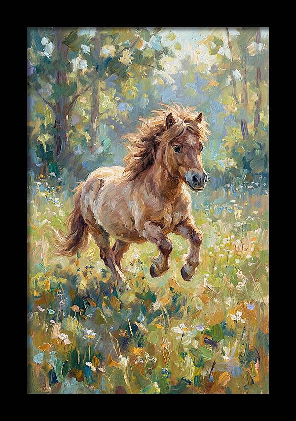 Pony Running Through Meadow