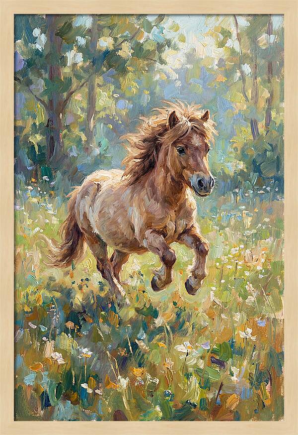 Pony Running Through Meadow